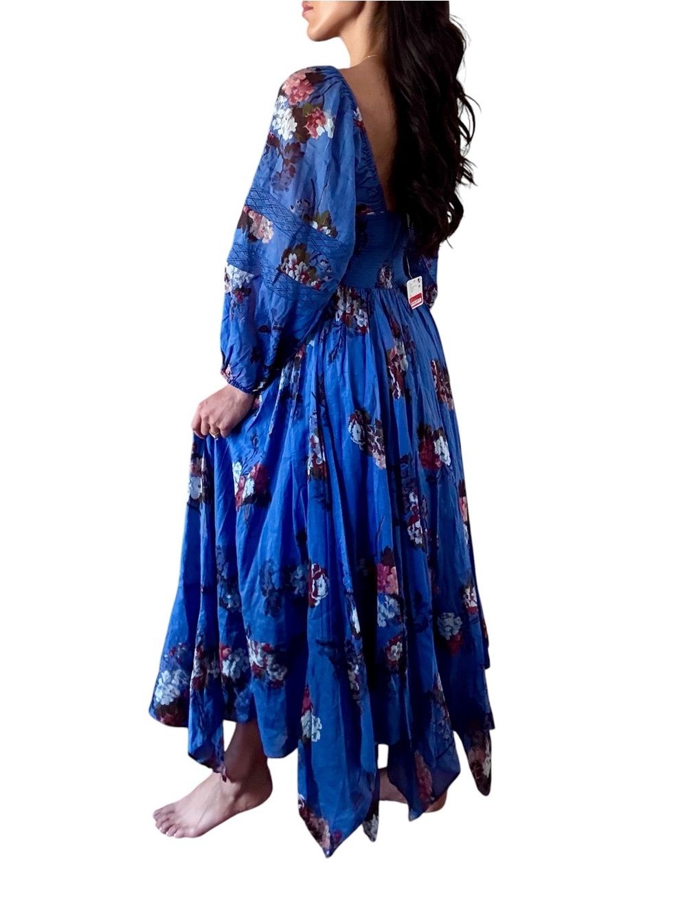 Free People Cobalt Blue Floral Smocked Maxi Dress - Picture 2 of 7